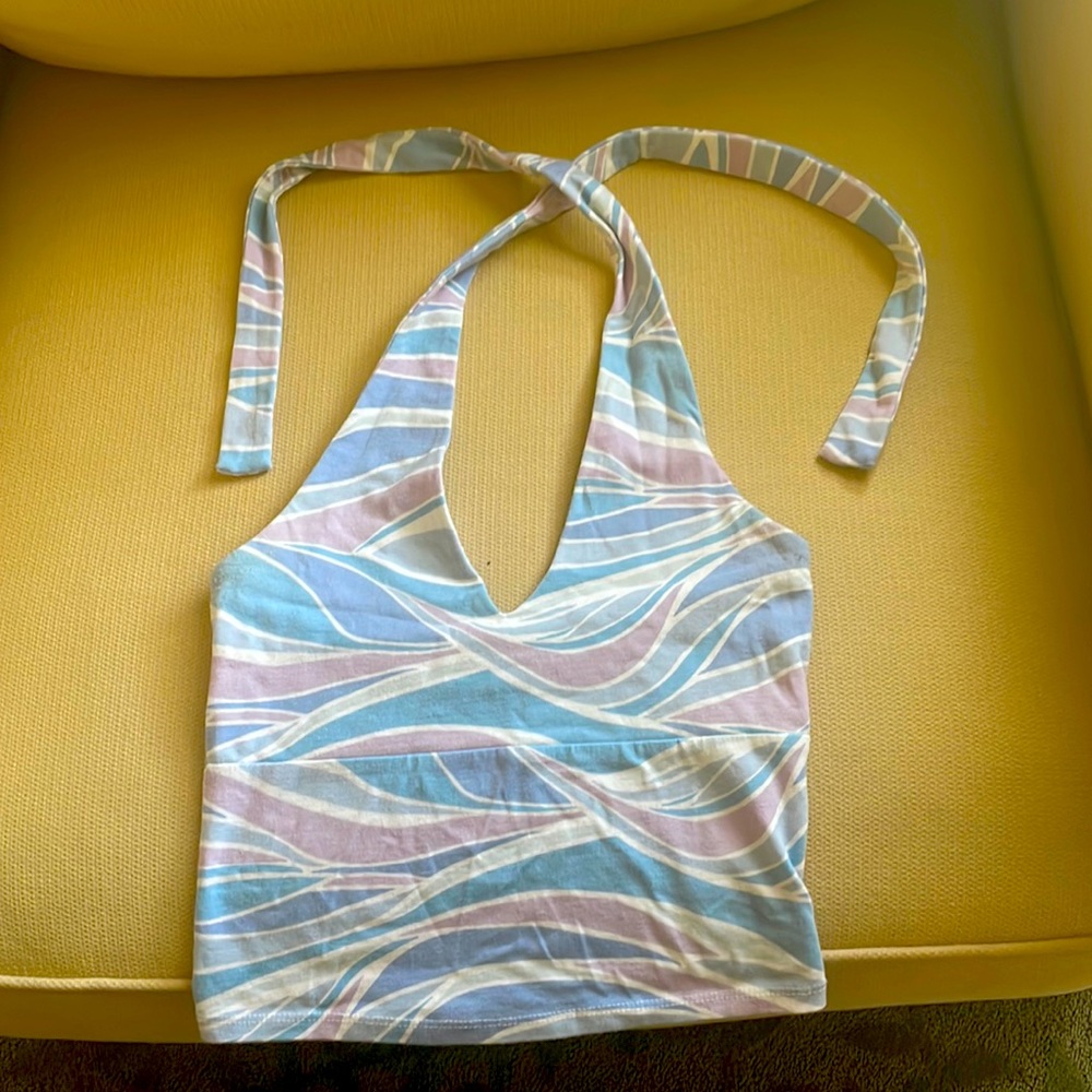 Halter top…blues, light purple and white